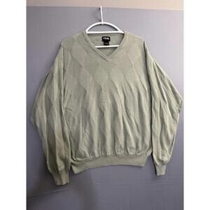 Ping Light Green Quilted Knit Pullover Sweater Mens XL V-Neck Golf Preppy Dad